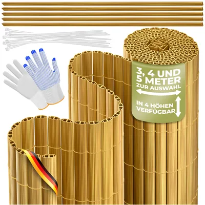 Produktbild von KESSER® PVC Sichtschutzmatte Sichtschutzzaun Balkonverkleidung Windschutz verstärkte Lamellen für Garten Balkon & Terrasse Balkonumrandung inkl Kabelbindern, Abdeckung & Handschuhe