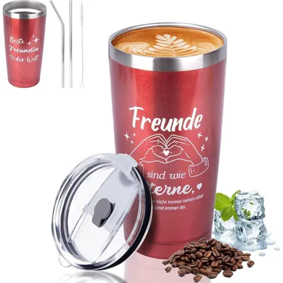 Productafbeelding van Thermobeker van roestvrij staal, 20 oz, ideaal als cadeau voor een vriendin, houdt drankjes warm of koud