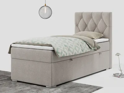Produktbild von Einzelbett mit Bettkasten, jungenbetten 90 cm, Boxspringbett - ALDA - 90x200cm - rechts - Beige - H3