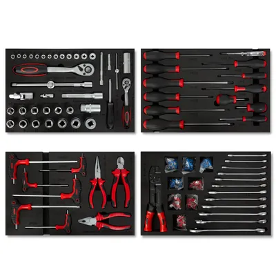 Image de Kit d'outils multifonctions EBERTH, 81 pièces, pour chariot à outils, inserts en mousse étiquetés, carbure, poignées ergonomiques