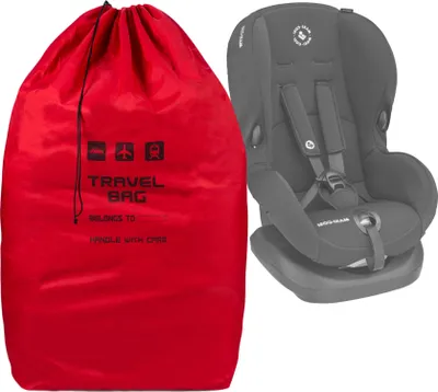 Obrázek produktu pro Červená přepravní taška na dětskou autosedačku o rozměrech 80x45x45 cm cestovní taška batoh ideální na letiště při odbavení Přepravní taška batoh na dětskou autosedačku [085]