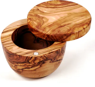 Produktbild von Dose mit Schwenkdeckel aus Olivenholz 10 cm