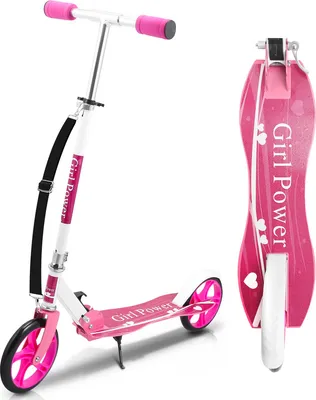 Immagine prodotto di Fiqops Scooter per bambini a pedali Scooter da città Scooter a pedali Scooter per bambini Scooter pieghevole Scooter regolabile in altezza Rosa