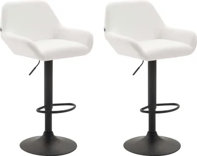 Produktbild von CLP 2er Set Barhocker Braga Kunstleder drehbar und höhenverstellbar | Farbe weiß Gestell Farbe schwarz