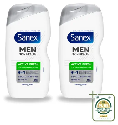 Produktbild von 2 x Sanex Men Active Fresh Douchegel 6-in-1 - 400 ml - Vorratspackung - 2 Stücke