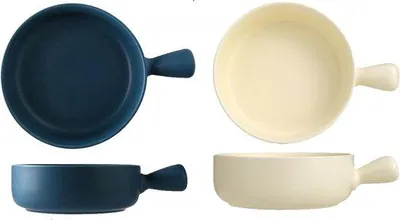 Immagine prodotto di Ciotole in Vetroceramica, ciotole con manico, 2 ciotole da 660 ml, ciotole per la colazione, ciotole per ramen, ciotole con manico (blu navy + beige)