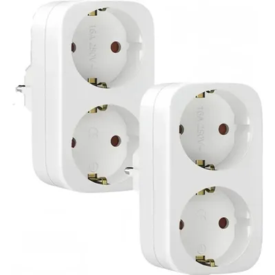 Produktbild von 2 Stück Europäischer Typ Konvertierungsstecker 1 bis 2/3/4-Wege EU Standard Netzteil Steckdose 16 A 250 V Reise-Ladeadapter.Version:2 Stecker