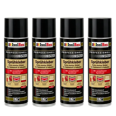 Produktbild von Isolbau Sprühkleber - 4 x 500 ml Extra starker Kleber für Heimwerk & Industrie - Klebe-Spray für Schaumstoff, Holz, Stoff, Leder, Filz uvm