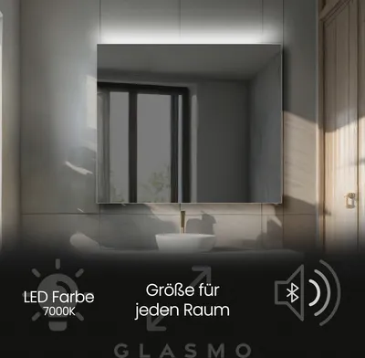 Produktbild von Wandspiegel mit Beleuchtung 80x60 cm Josie - Horizontal Rechteckiger Badspiegel mit LED Beleuchtung - Kaltweiß 7000K - Badezimmerspiegel Lichtspiegel mit Bluetooth-Lautsprecher