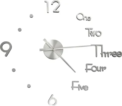 Produktbild von 3D-Wanduhr Modernes Design Silbern 100 cm XXL