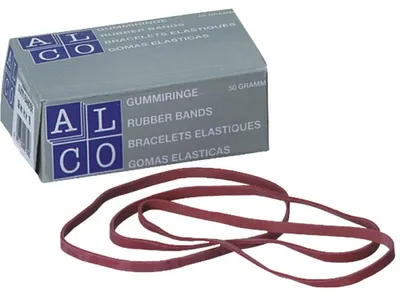 Zdjęcie produktu dla Gumki receptowe ALCO, 80 x 4 mm, czerwone, 50 g