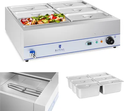 Produktbild von Bain-Marie-Warmwasserbereiter mit Hahn 6 x GN 1/3 2000W 230V Royal Catering