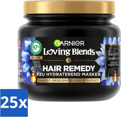 Zdjęcie produktu dla Garnier Loving Blends Magnetic Charcoal Maska do włosów suchych na całej długości (340 ml) - Pakiet wartościowy - 25 sztuk