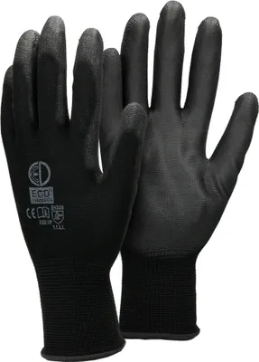 Produktbild von ECD Germany 1 Paar Arbeitshandschuhe mit PolyurethanBeschichtung, Größe 10-XL, Schwarz