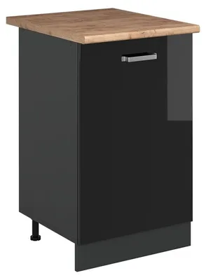 Immagine prodotto di Mobiletto base cucina Vicco R-Line Nero lucido/Antracite 50 cm piano di lavoro Rovere dorato, Model 70269