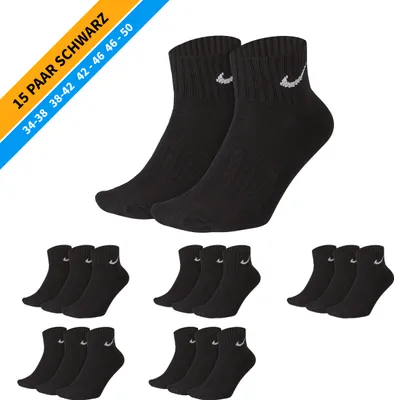 Produktbild von NIKE Socken - Farbe: 15 Paar Schwarz Quarter Socken - Größe: 34-38