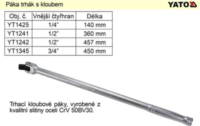Produktbild von Yato YT-1345, Einzelner Artikel, Flexibler Griff, Chrom-Vanadium-Stahl, 3/4", Satin, 507 mm