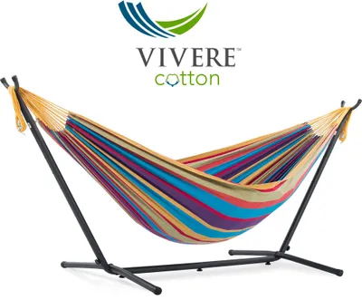 Produktbild von Vivere Baumwoll Doppel Hängematte mit Gestell (250cm) n/a