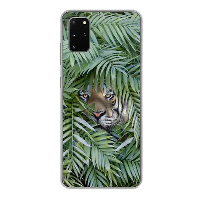 Produktbild von MuchoWow® Handyhülle Schutzhülle Hülle für Samsung Galaxy S20 Plus Tiger - Blätter - Farn Silikon Softcase Handy Hülle - Hartschale