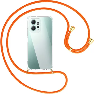 Produktbild von Handykette Backcover-Schutzhülle mit Band (Metall goldfarben) für Xiaomi Redmi Note 12 4G (6.67'') - neonorange