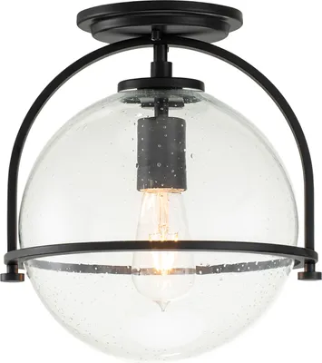 Obrázok produktu pre Stropné svietidlo, čierne, oceľové sklo, D 28,2 cm