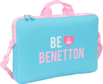 Zdjęcie produktu dla Torba na laptopa Benetton Unique Pink turkusowa 40 x 27 x 4 cm