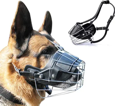 Produktbild von Super Metallmaulkorb, Hundemaulkorb aus Leder für große Hunde, Beißschutz und Sicherheitsgefühl für die meisten Hunde
