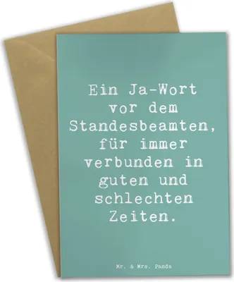 Produktbild von Mr. & Mrs. Panda Grußkarte Spruch Standesamtliche Trauung Versprechen - Meeresbrise - Geschenk, Geschenke, Brautpaar, immer verbunden, hochzeitskarten, Grußkarten, Heirat