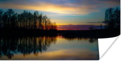 Produktbild von MuchoWow® Poster Wasser - See - Bäume - Sonnenuntergang - Natur 40x20 cm - Poster für die Wand - Poster Schlafzimmer