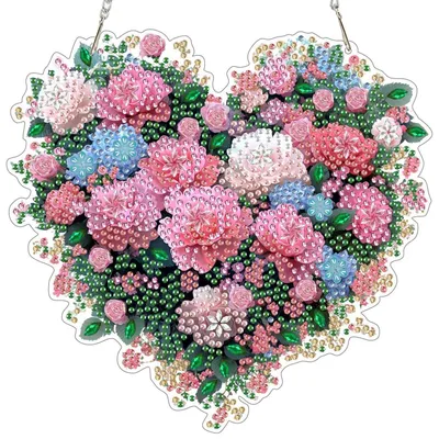 Produktbild von 5D Diamond Painting Anhänger Blume Herzform Sonnenfänger Fensterbilder DIY Set Lichtfanger GSL007