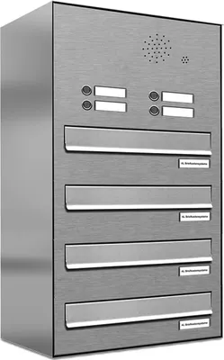 Produktbild von 4er V2A Edelstahl Briefkastenanlage für Tür- Zaundurchwurf Klingel
