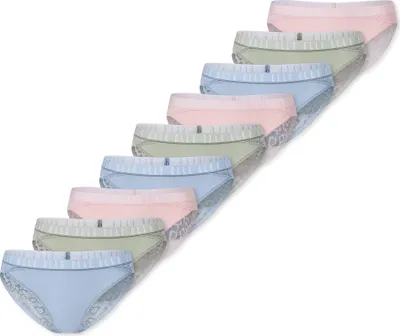 Produktbild von ELLE Damen Brasilslip Lace 9-Pack rose,lightgreen,lightblue - Größe XL