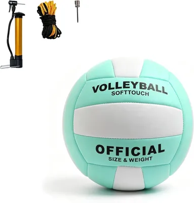 Imagen del producto de Pelota de voleibol de playa, talla 5, resistente al agua, con bomba y bolsa para la red, ideal para entrenamiento y uso recreativo
