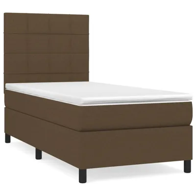 Produktbild von vidaXL Boxspringbett mit Matratze Dunkelbraun 90x190 cm Stoff