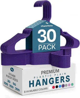 Productafbeelding van Plastic hangers ruimtebesparend - Set van 30 - Duurzame hanger met schoudergroeven - Rood