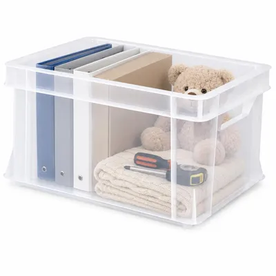 Produktbild von ARTECSIS Kunststoffkiste Aufbewahrungsbox Transport- und Lagerbox aus stabilem Kunststoff stapelbar 29L - 1 - Transparent