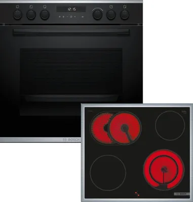 Produktbild von Bosch HEG278BB3 + NKN64RGA2E, Keramik, 4 Zone(n), Glaskeramik, Schwarz, Berührung, 58,3 cm