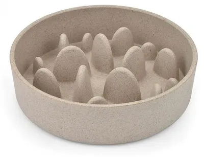 Zdjęcie produktu dla Bambusowy pojemnik na karmę, Slow, beżowy, 400 ml, ø14,5 x 14,5 x 4 cm