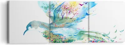 Produktbild von Bild auf Leinwand - Leinwandbild - Abstraktion Vogel Natur Bewegung - 90x30cm - Wand Bild - Wanddeko - Leinwanddruck - Bilder - Kunstdruck - Wanddekoration - Leinwand bilder - Wandkunst - CA90x30-3032
