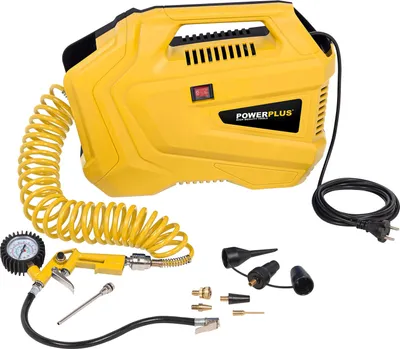 Produktbild von Powerplus Druckluft Kompressor 8 bar + Reifendruckpistole + Düse + Schlauch