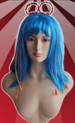 Produktbild von Original Foxxeo blaue Animeperücke mit Strähnen Anime Perücke für Damen