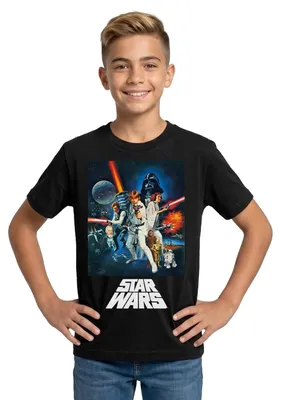 Produktbild von Star Wars Retro Motiv Teenager T-Shirt, 152/164 (12-14 Jahre), Schwarz