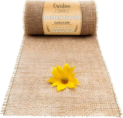 Immagine prodotto di Creative Deco Nastro Juta | 30cmx10m Rotolo | Tessuto Marrone Naturale | Rustico Decorativo in Stile Boho | Matrimonio, Regalo, Decorazione, Fai da Te
