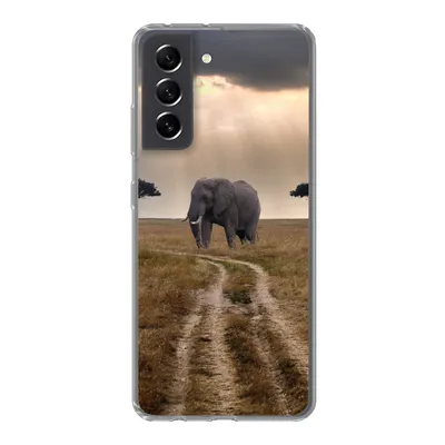 Produktbild von MuchoWow® Handyhülle Schutzhülle Hülle für Samsung Galaxy S21 FE Elefant - Tiere - Wiese - Sonne Silikon Softcase Handy Hülle - Mobiltelefonhülle
