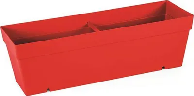 Produktbild von 2er Set elegante rote Drainage-Bloembak 52x17 cm für Kräuter und Pflanzen, rechteckige Blumentöpfe