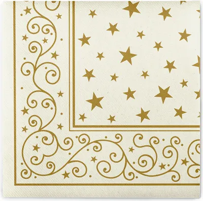Produktbild von Sovie HORECA Weihnachtsserviette Liam in Champagner aus Linclass® Airlaid 40 x 40 cm, 50 Stück - Ornamente Sterne