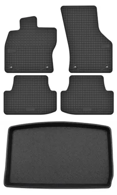 Image de Tapis en caoutchouc + bac de coffre pour Volkswagen Polo VI 2017- (hayon, 5 portes) – 5 pièces, noirs, sur mesure