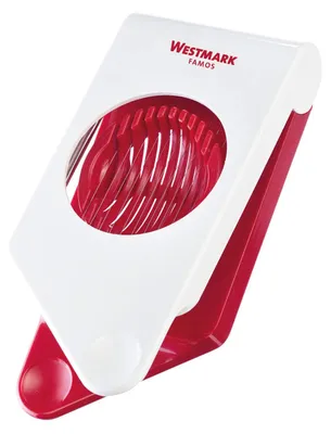 Eierschneider aus Kunststoff/Edelstahl, 18 cm, weiß/rot