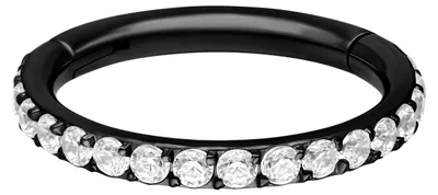 Produktbild von Wildcat Piercingringe - Pave Set Crystals Conch Ring aus Chirurgenstahl 316L, Körperstelle: Ohr, Nase, Lippe, Bauchnabel, Stärke: 1,2mm| Durchmesser: 6,0mm, Schwarz-Weiß
