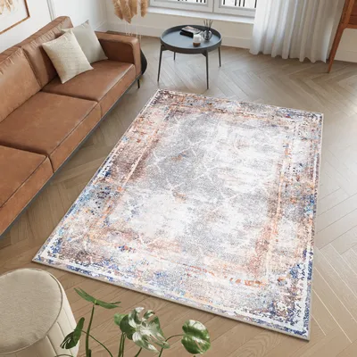 Produktbild von Koberec obývací pokoj ložnice krátký vlas moderní design ÖKOTEX hnědý modrý šedý 200 x 300 cm